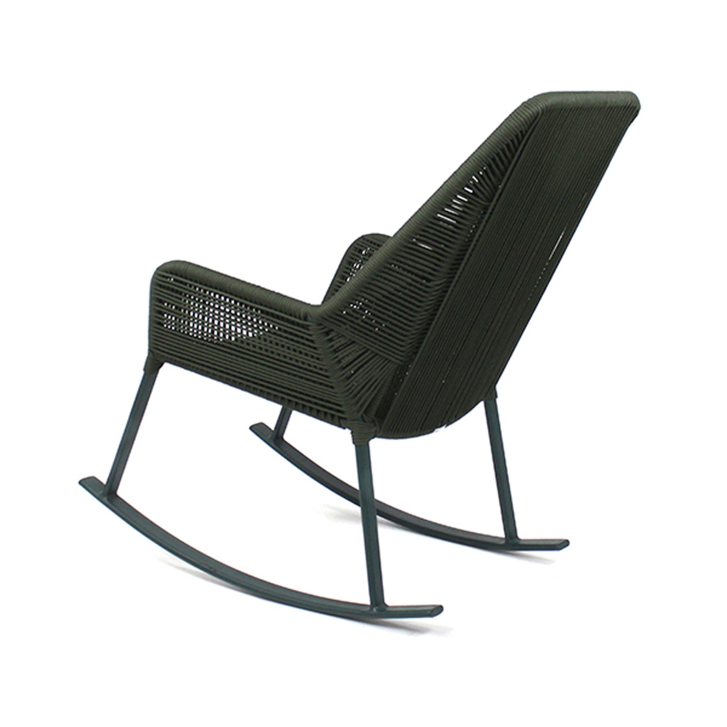 Mecedora Sorrento Aluminio Negro y Cuerda Náutica Verde Musgo