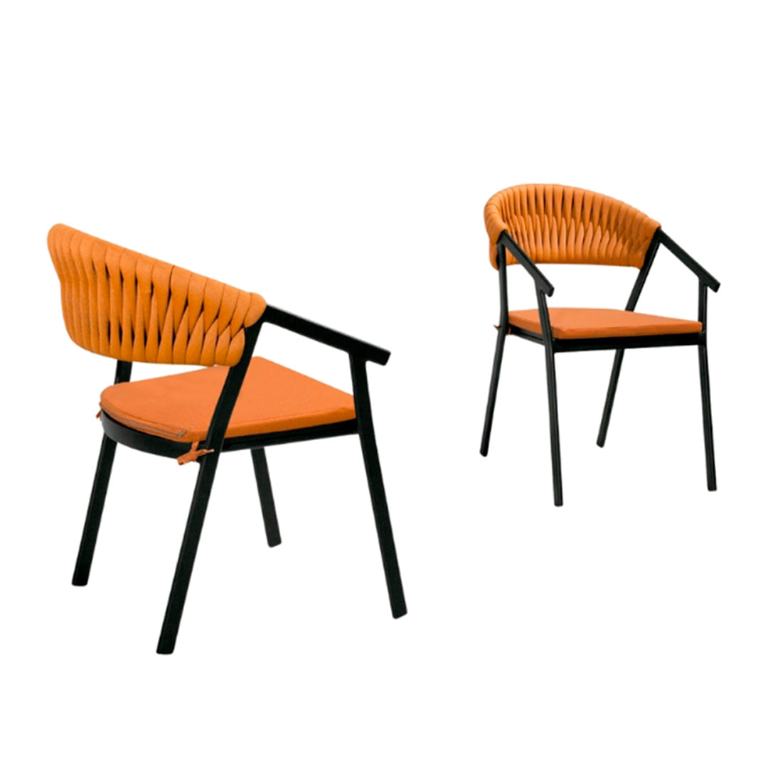 Silla Duda Aluminio Negro y Tejido Náutico Color Terracota