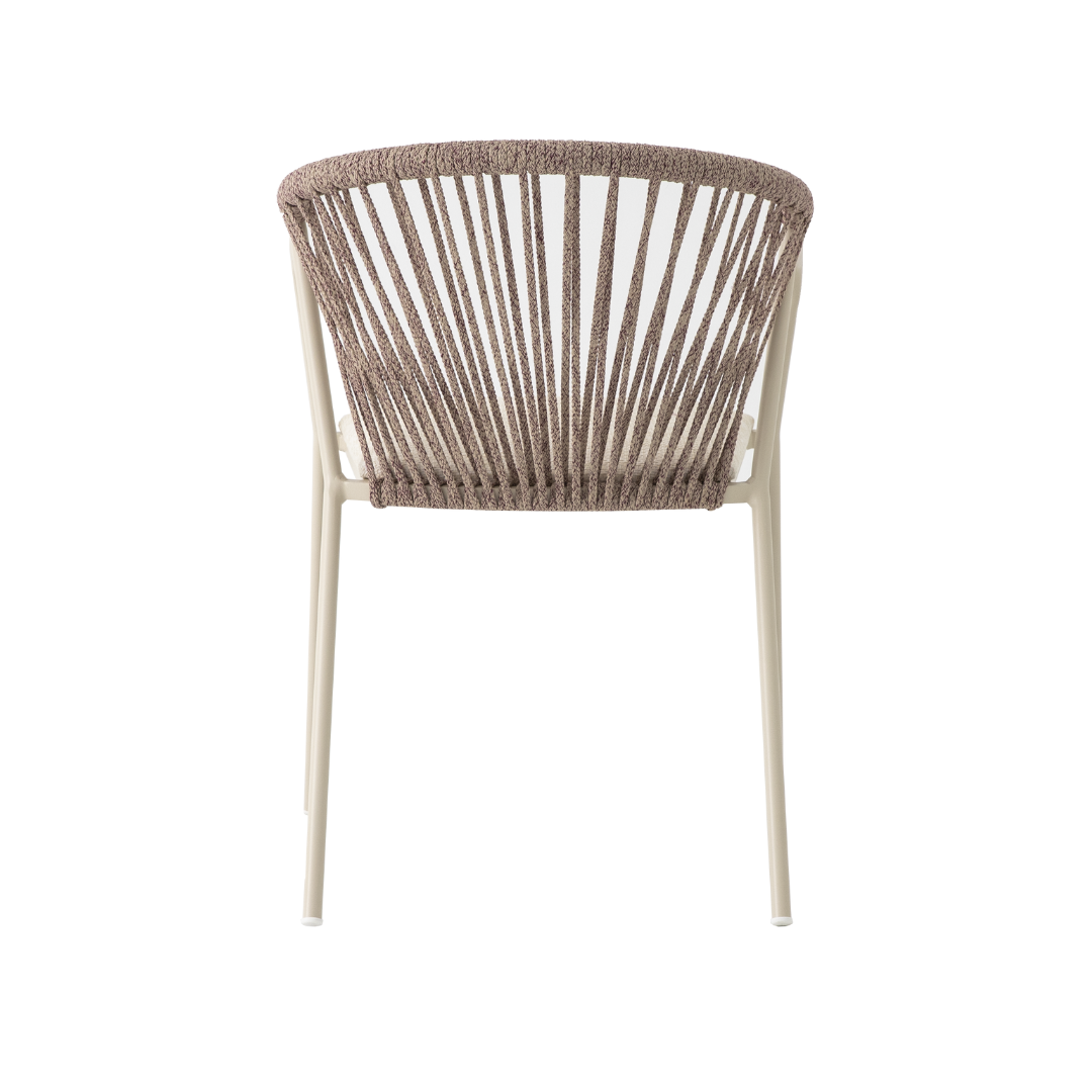 Chicago Armchair Aluminum Beige Color Nautical Rope Mixed Sand Color Upholstered Seat Off White Master Fabric