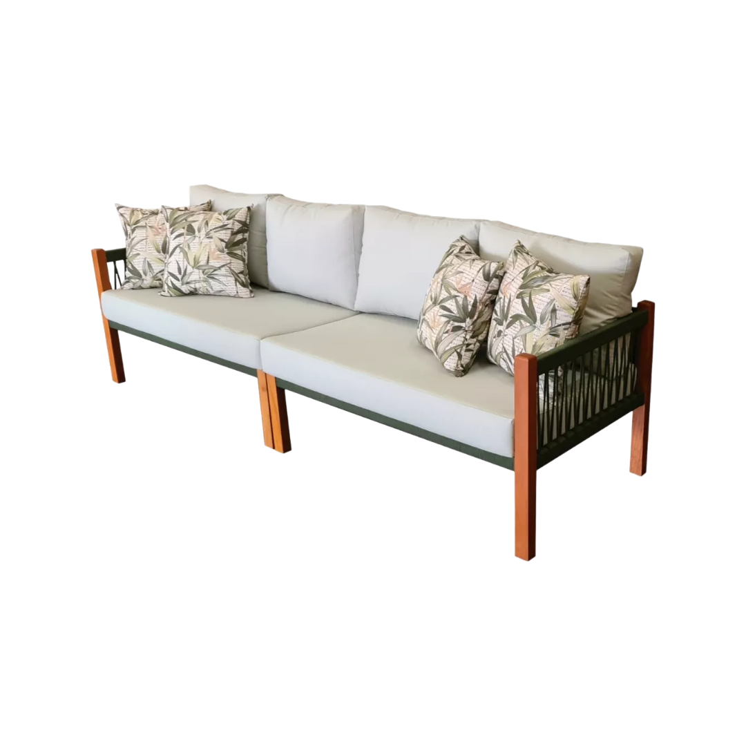 Lux Bench 280cm Solid Wood and Nautical Rope - 4 Seats