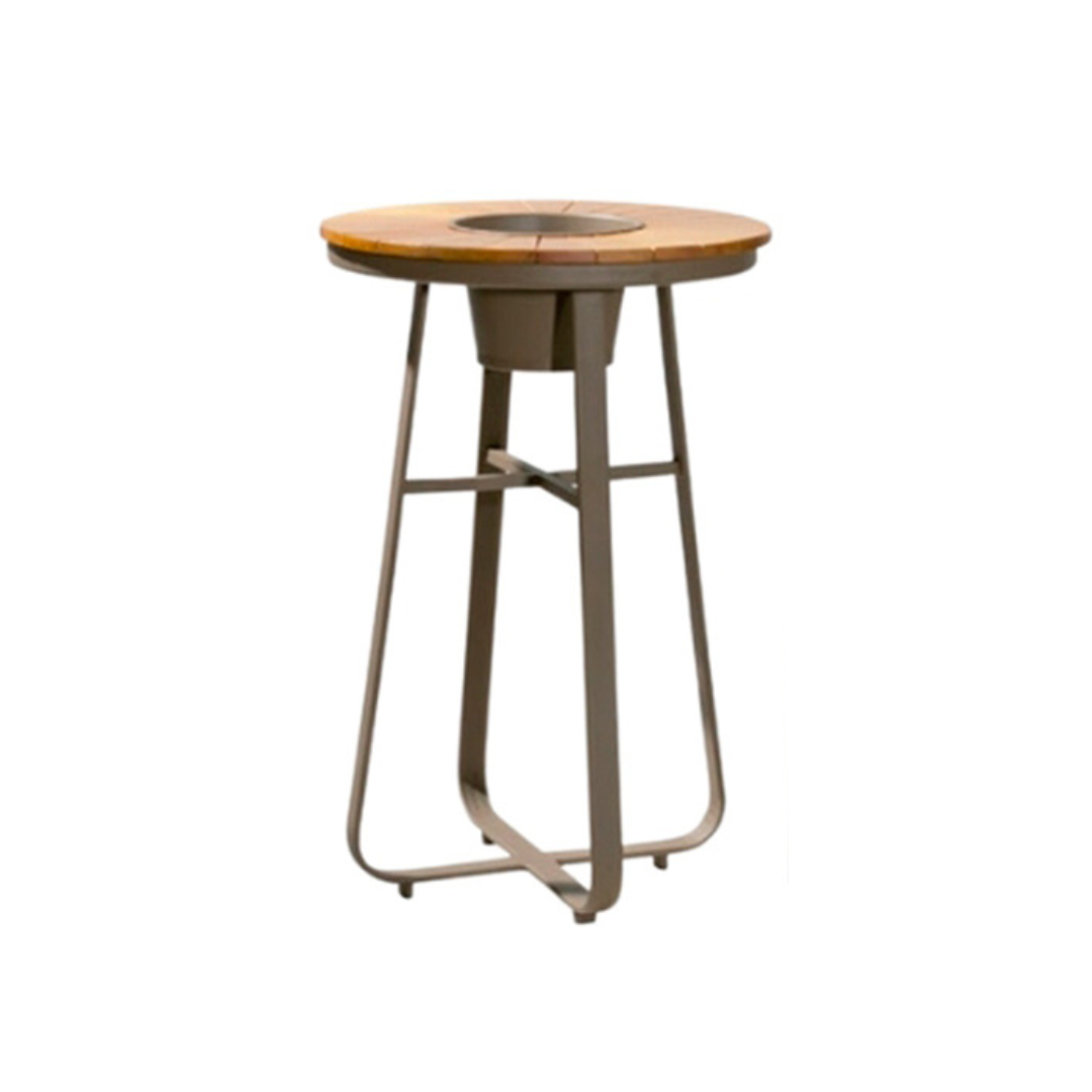 Eva 60cm Round Bistro Table in Wood and Aluminum with Champagne Rack