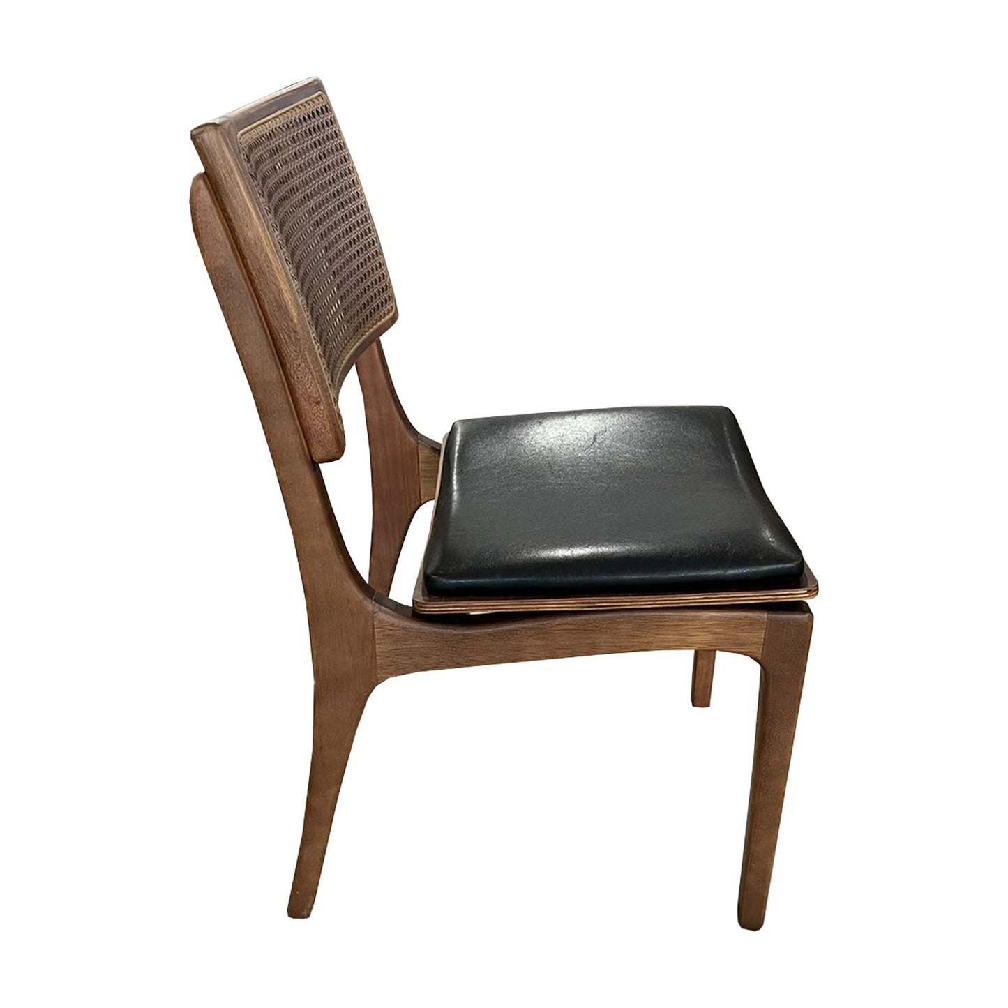 Silla Riviera Madera Marrón Oscuro Hexagonal Asiento Tapizado en Tela Corino Negro