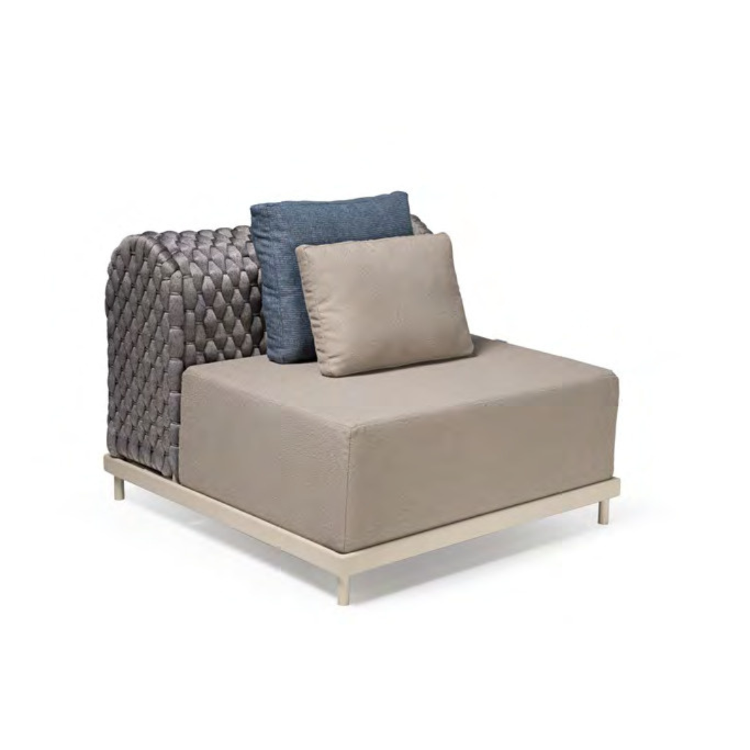 Poltrona Arco Modulo Com Encosto Estrutura Em Alumínio Cor Fendi Tricô Náutico Cor Cinza Estofado Cor Fendi