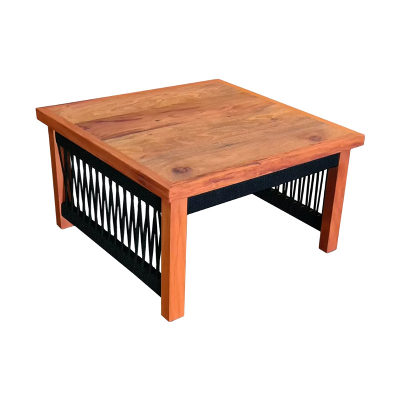 Mesa de centro Lux 50x50cm madera maciza y cuerda náutica | Toth Móveis