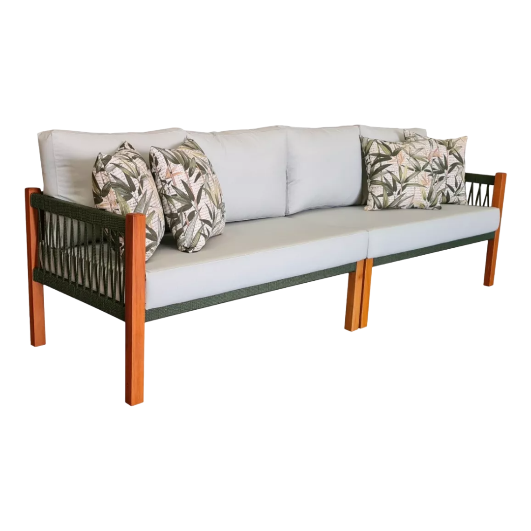 Lux Bench 280cm Solid Wood and Nautical Rope - 4 Seats
