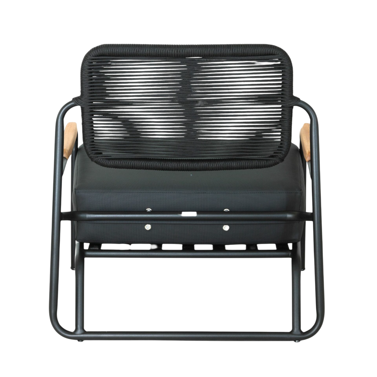 Poltrona Kone Alumínio Cor Preto Corda Náutica Cor Preta Estofado Preto