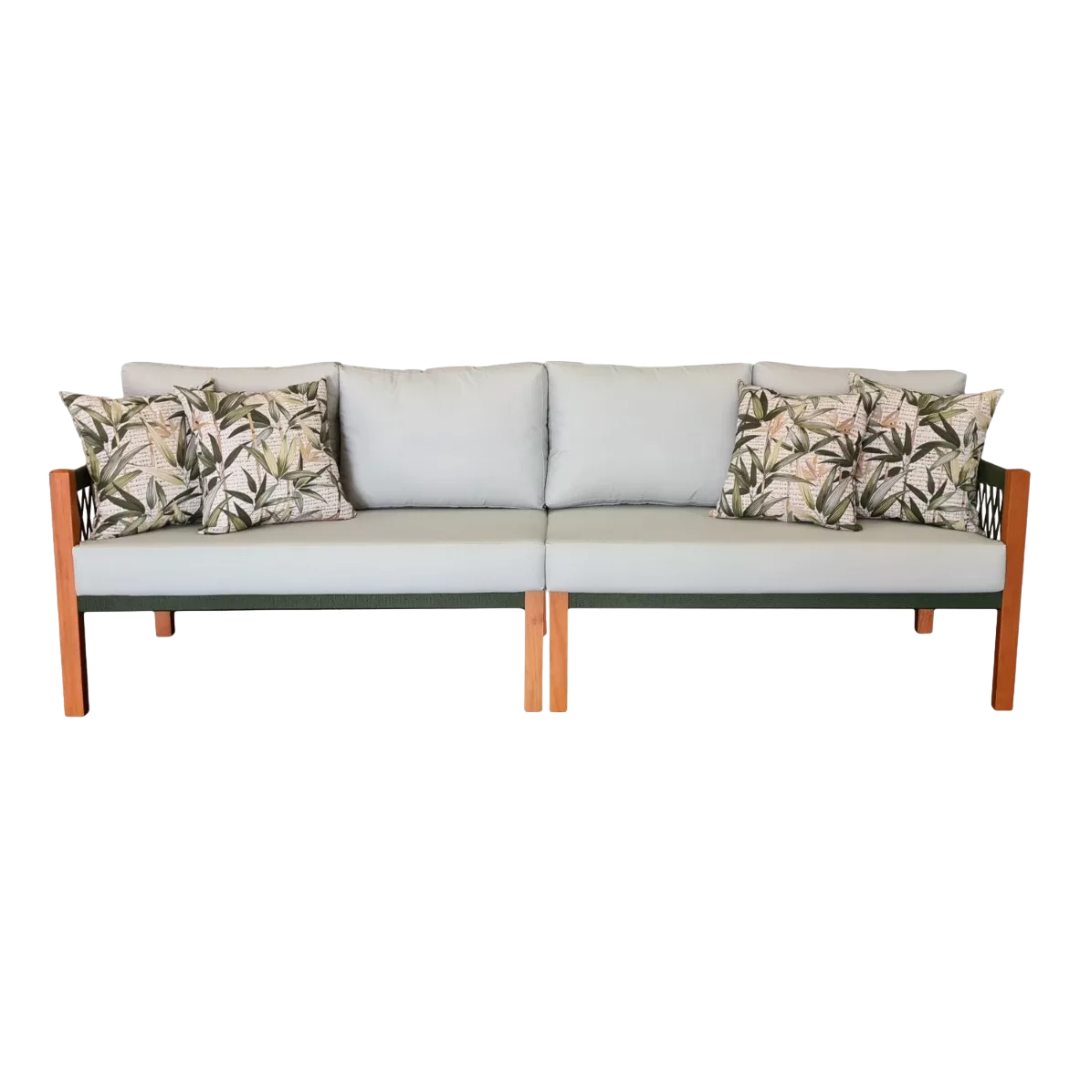 Lux Bench 280cm Solid Wood and Nautical Rope - 4 Seats