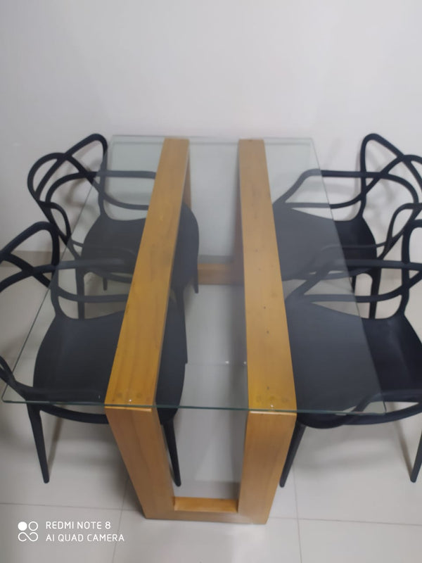 Ambiente 1 com Base de Mesa Barbara 150x50x75cm Madeira Maciça Viga 8x4cm
