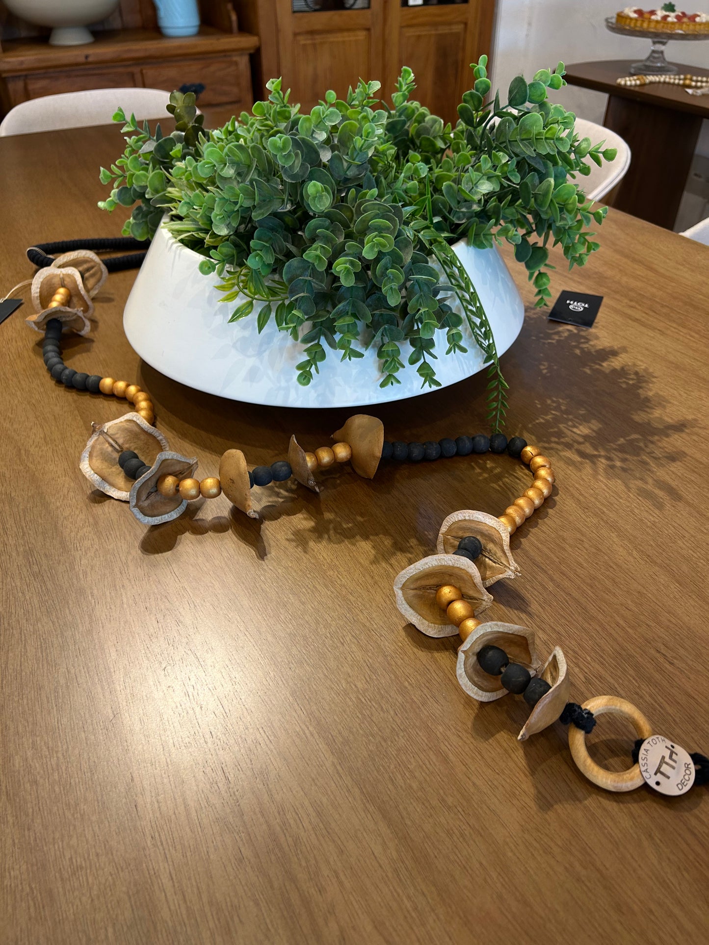Decorative Black Bead Necklace Gold and Black Color Jacaranda Seeds