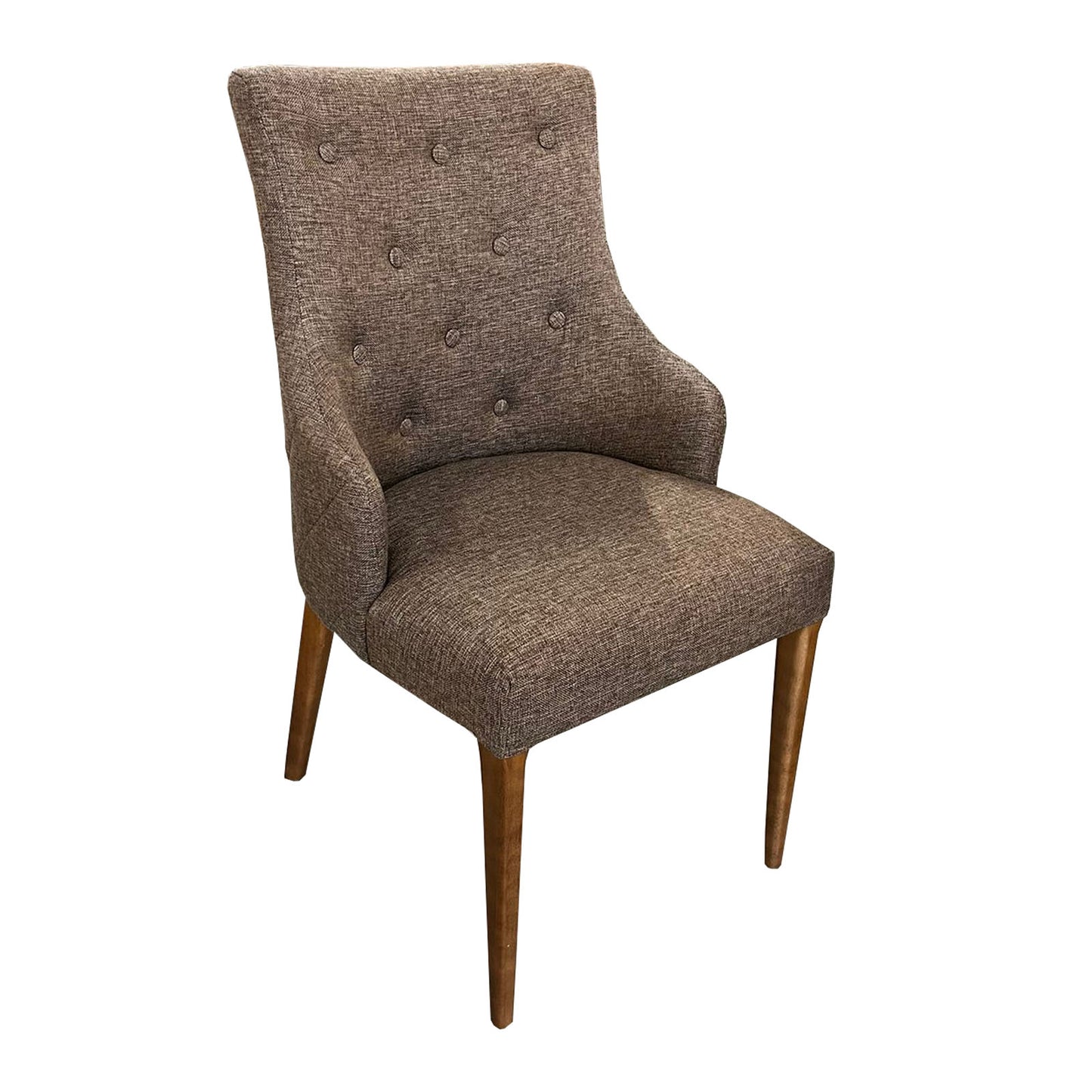 Silla Noruega en madera marrón y tapizado Capitone marrón