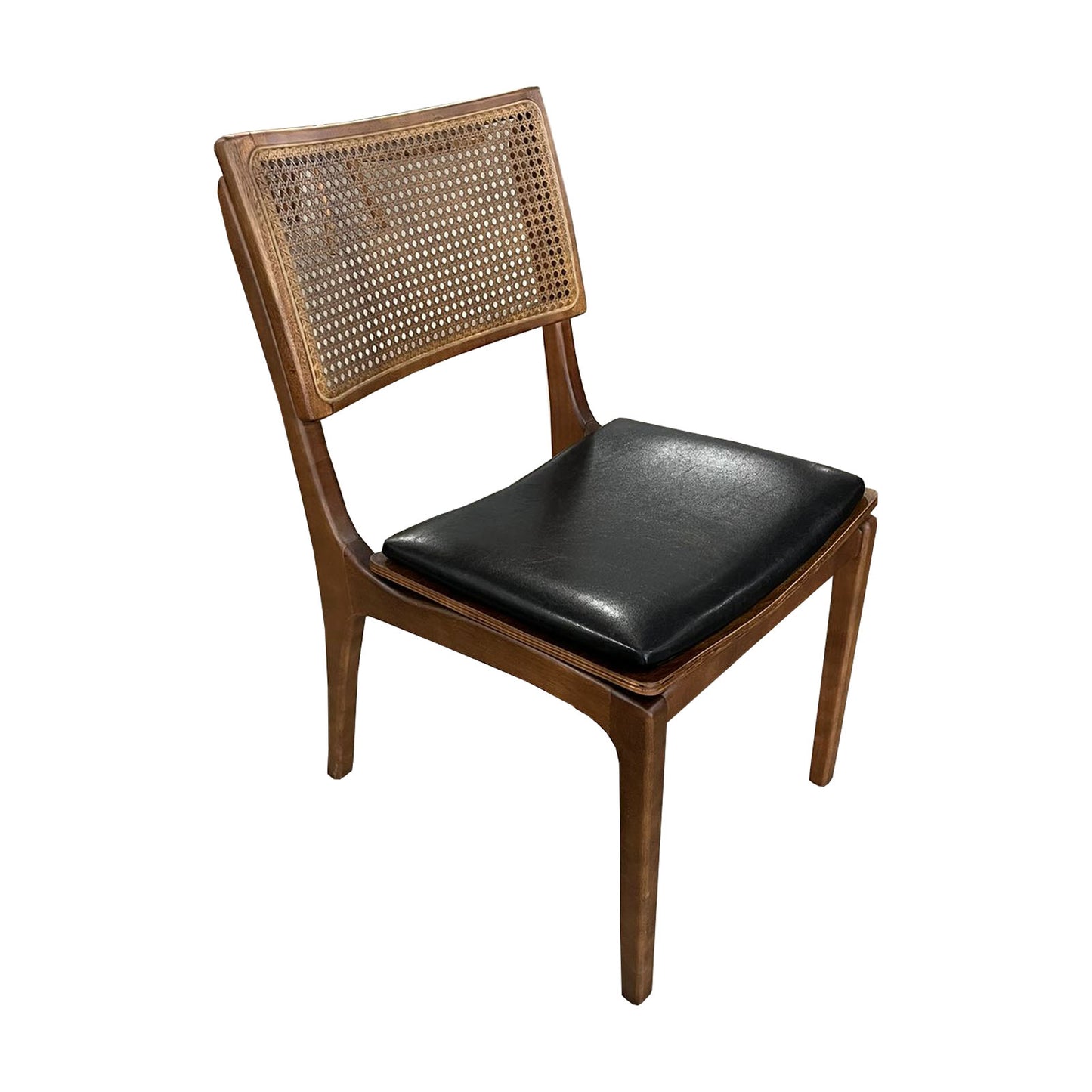 Silla Riviera Madera Marrón Oscuro Hexagonal Asiento Tapizado en Tela Corino Negro