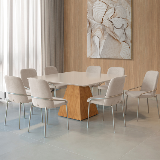 Cadeira Agatha Aço Cor Champagne Assento Estofado Tecido A-739