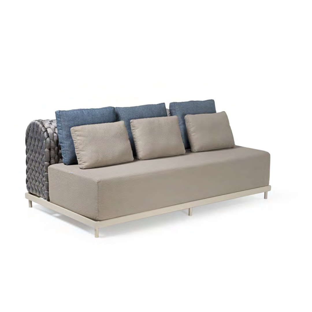 Sofá Arco Modulo 2 Lugares Com Encosto Estrutura Em Alumínio Cor Fendi Tricô Náutico Cor Cinza Estofado Cor Fendi