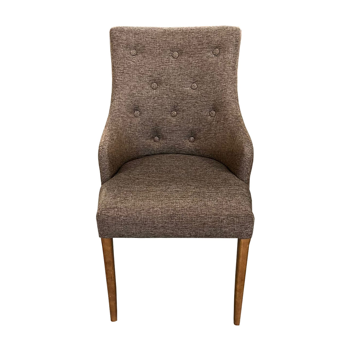 Silla Noruega en madera marrón y tapizado Capitone marrón