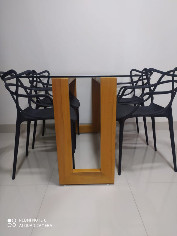 Ambiente 2 com Base de Mesa Barbara 150x50x75cm Madeira Maciça Viga 8x4cm