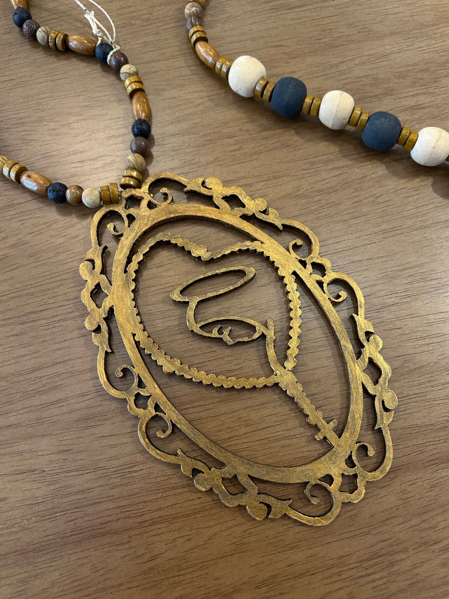 Decorative Necklace Our Lady Beads Brown and Black | Toth Móveis