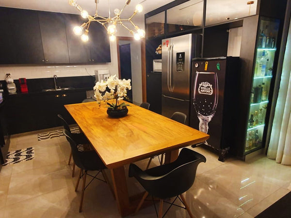Ambiente 1 com Mesa de Jantar Verona 180x100cm Madeira Maciça - 6 Lugares