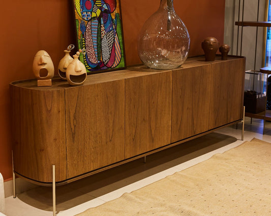 Antares II Counter Cinnamon Wood 220x45x80cm 4 Doors