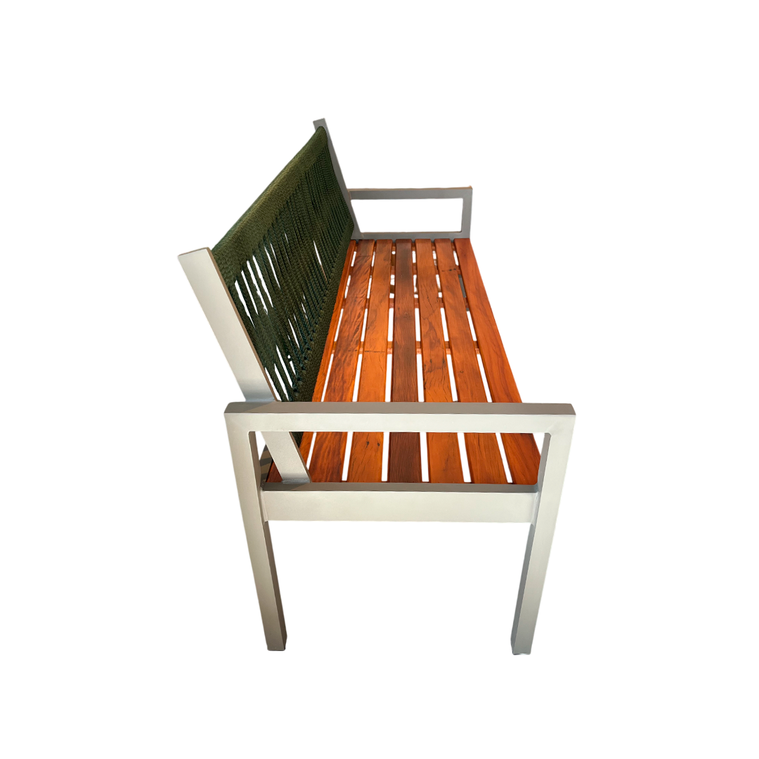 Apex Juego de Bancos de Madera Maciza con Cuerda Náutica en Negro
