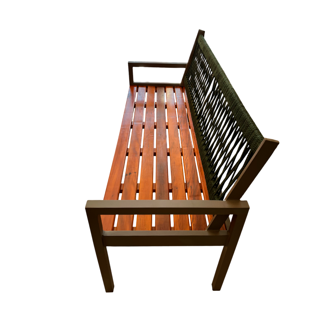 Apex Juego de Bancos de Madera Maciza con Cuerda Náutica en Negro