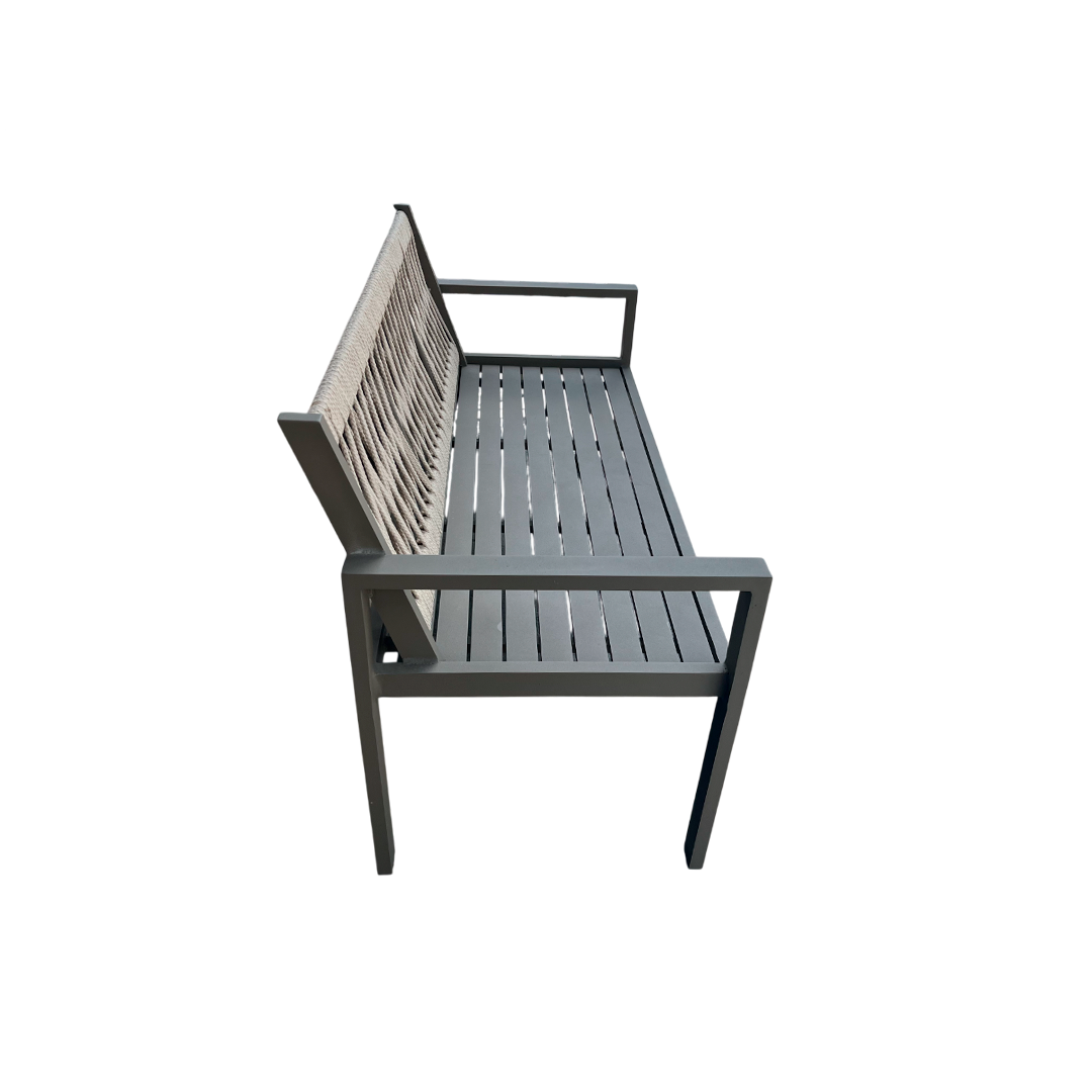 Apex Solid Wood Bench Set with Black Nautical Rope