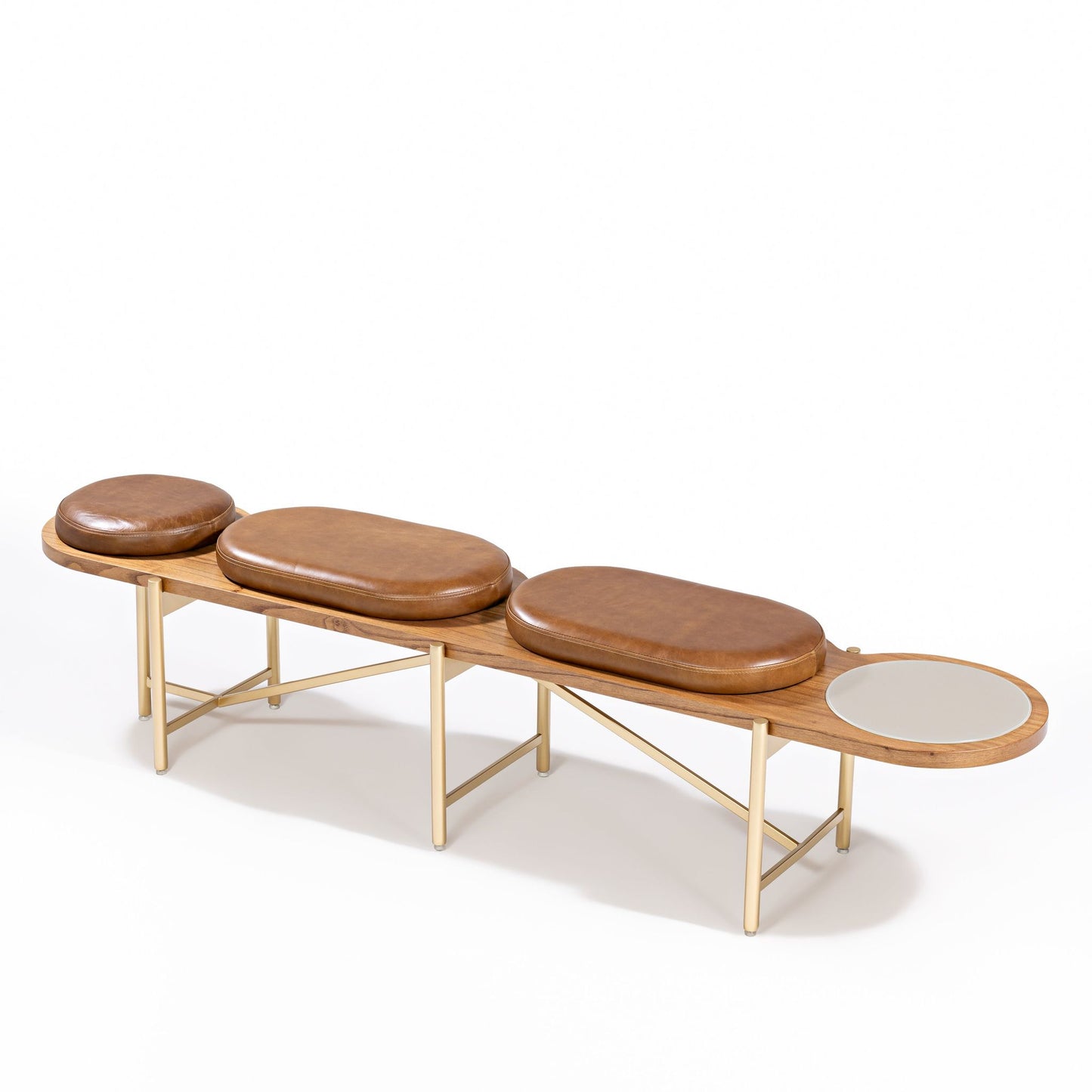 Monaco Bench Cinnamon Wood Upholstered Fabric Seat 141 180X47X48cm | Toth Móveis