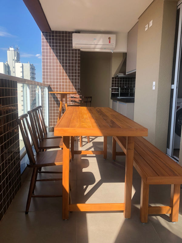 Ambiente 1 com Banco Fernanda 140x40cm Madeira Maciça