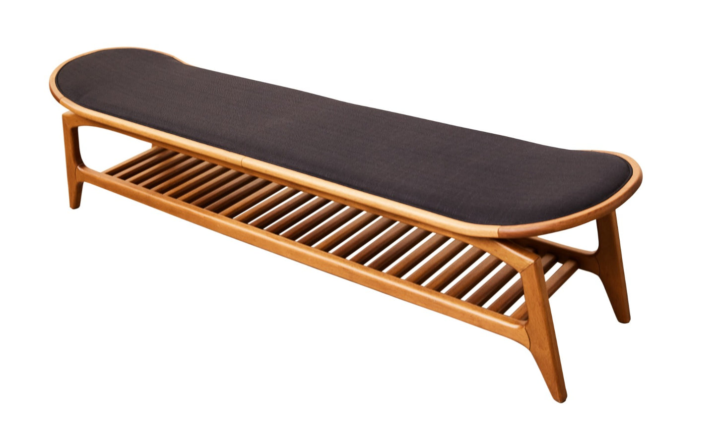Monaco Bench Cinnamon Wood Upholstered Fabric Seat 141 180X47X48cm