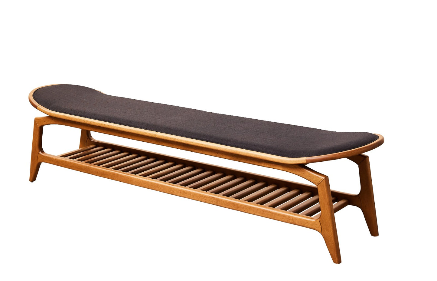 Monaco Bench Cinnamon Wood Upholstered Fabric Seat 141 180X47X48cm