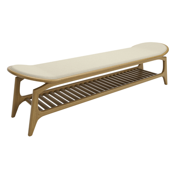 Ambiente 3 com Monaco Bench Cinnamon Wood Upholstered Fabric Seat 141 180X47X48cm
