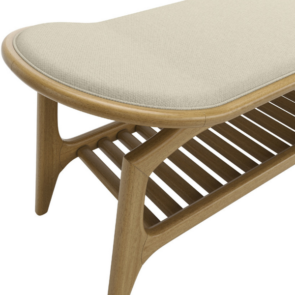 Ambiente 4 com Monaco Bench Cinnamon Wood Upholstered Fabric Seat 141 180X47X48cm