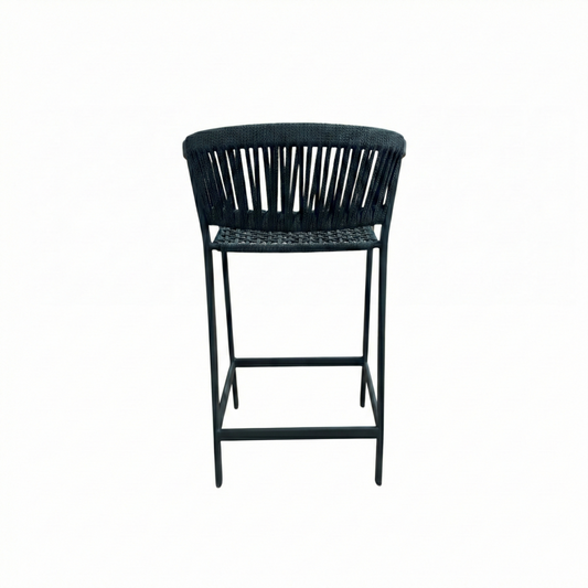 Duda Stool, Black Aluminum and Black Nautical Rope
