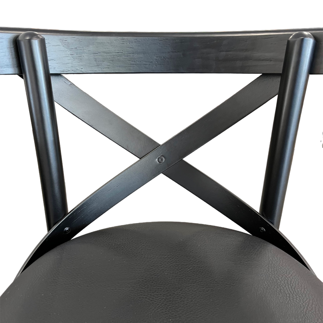 Taburete X Madera Color Negro Asiento Tapizado PU Negro