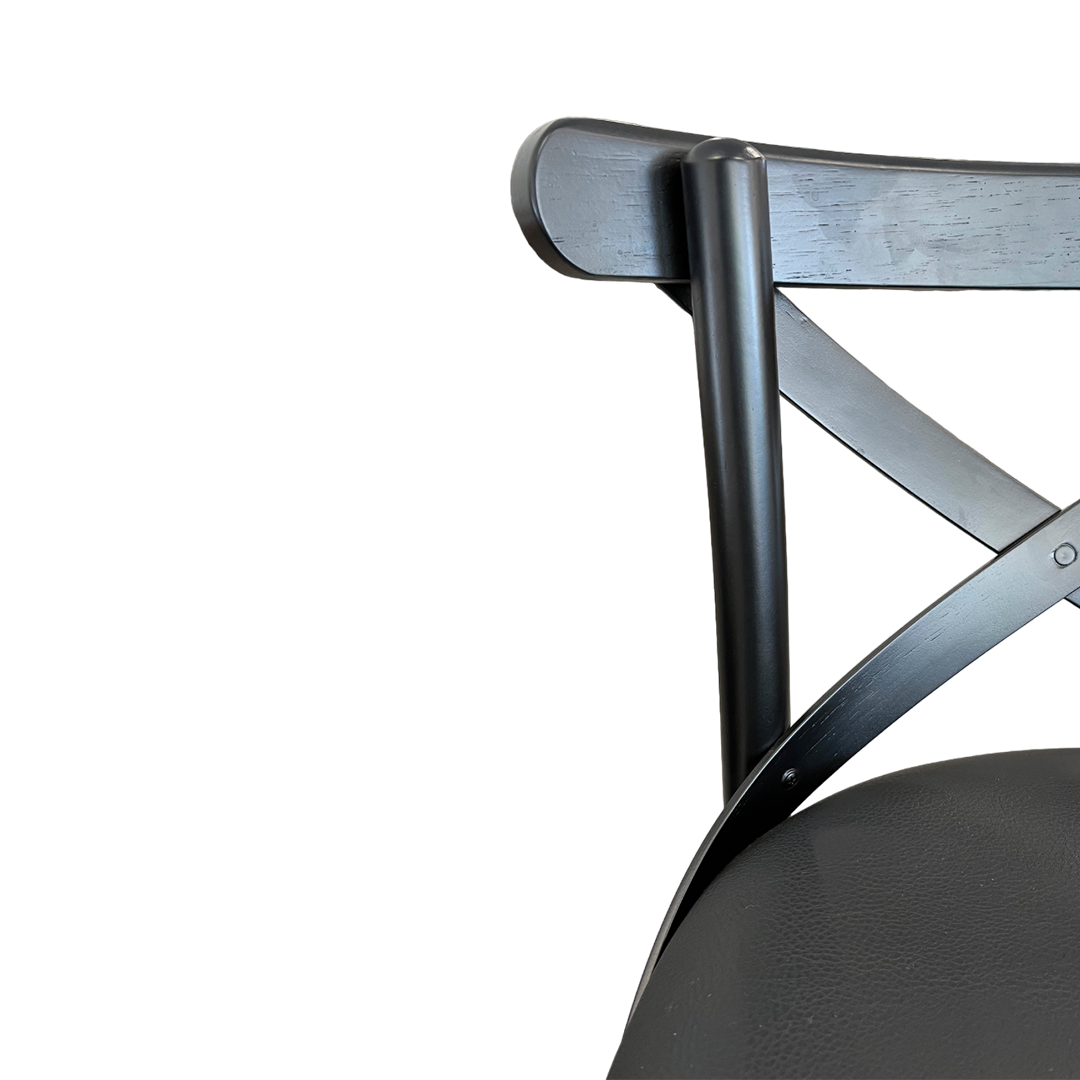Taburete X Madera Color Negro Asiento Tapizado PU Negro