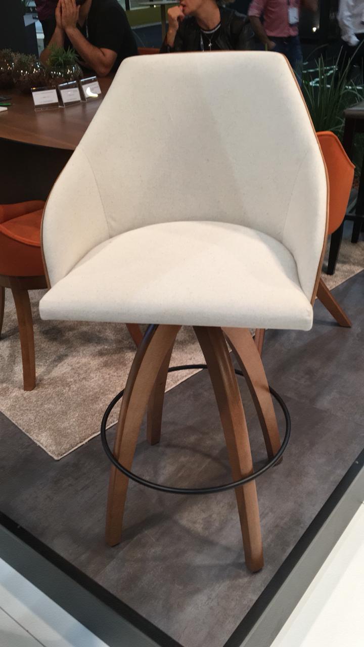 Glass Chair Cinnamon Wood Upholstered Fabric Backrest and Seat 94