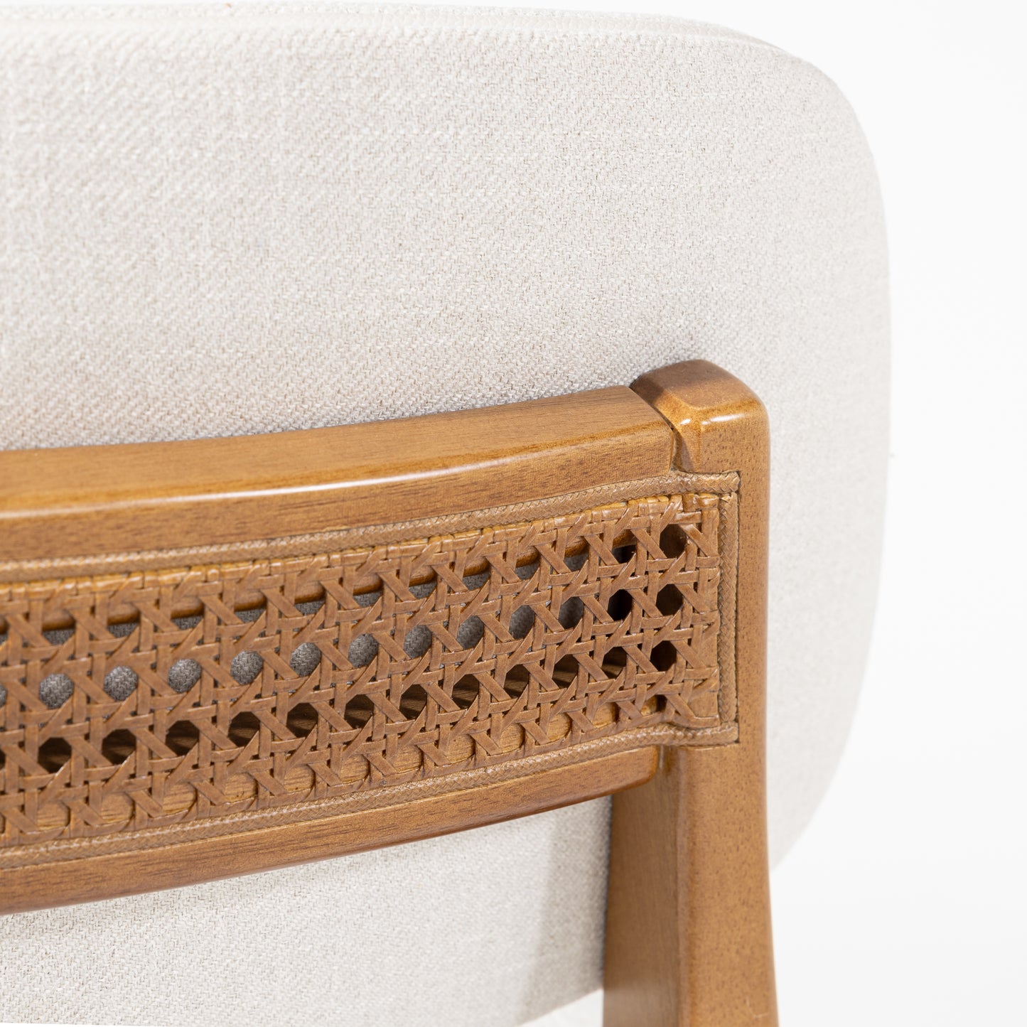 Silla Cristal Respaldo Madera Canela y Asiento Tapizado Tela 94