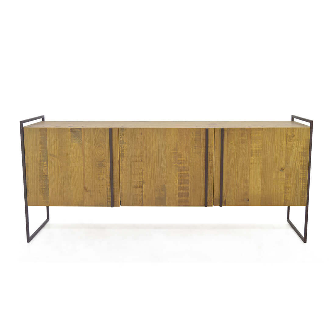 Balcão Buffet Detroid 223x45cm 3 Portas Madeira e Ferro