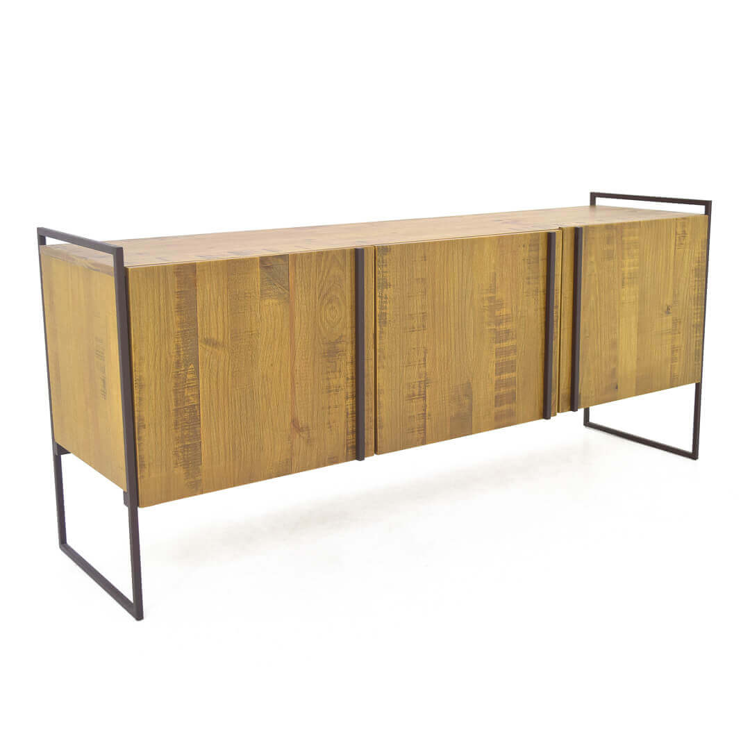 Balcão Buffet Detroid 223x45cm 3 Portas Madeira e Ferro