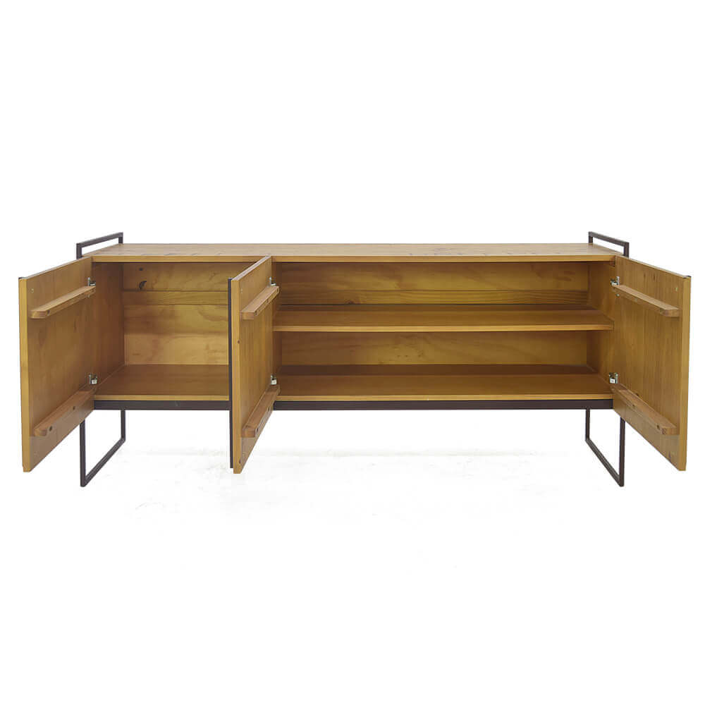 Balcão Buffet Detroid 223x45cm 3 Portas Madeira e Ferro