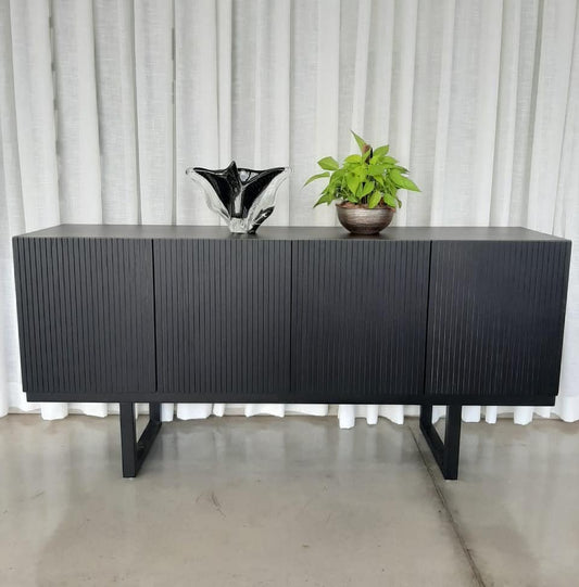 Guanabara Sideboard Cinnamon Ebony Wood 4 Doors 165x45x78cm
