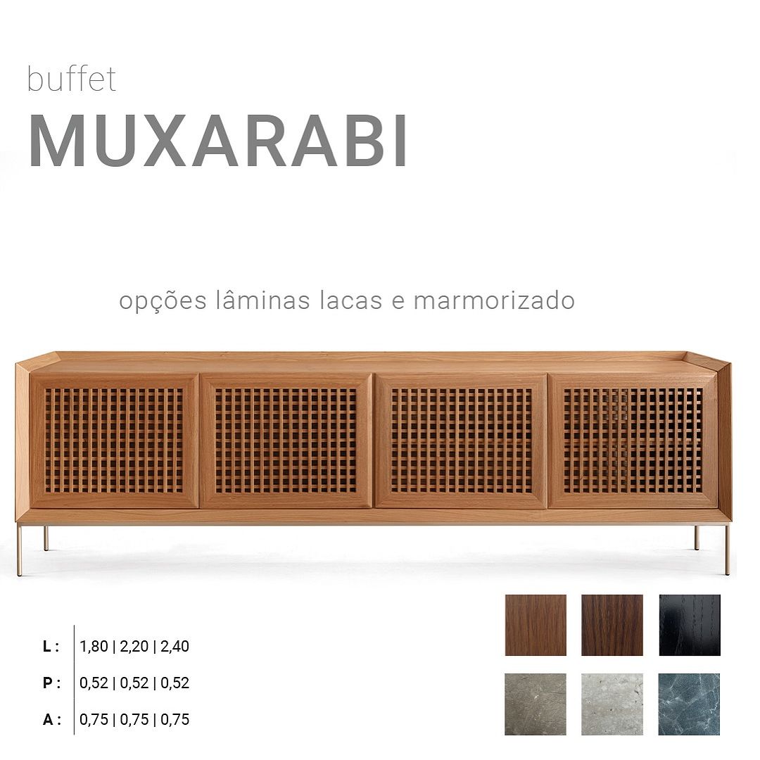 Muxarabi Buffet Cinnamomo Nogal Wood 4 Doors 220x52x75cm