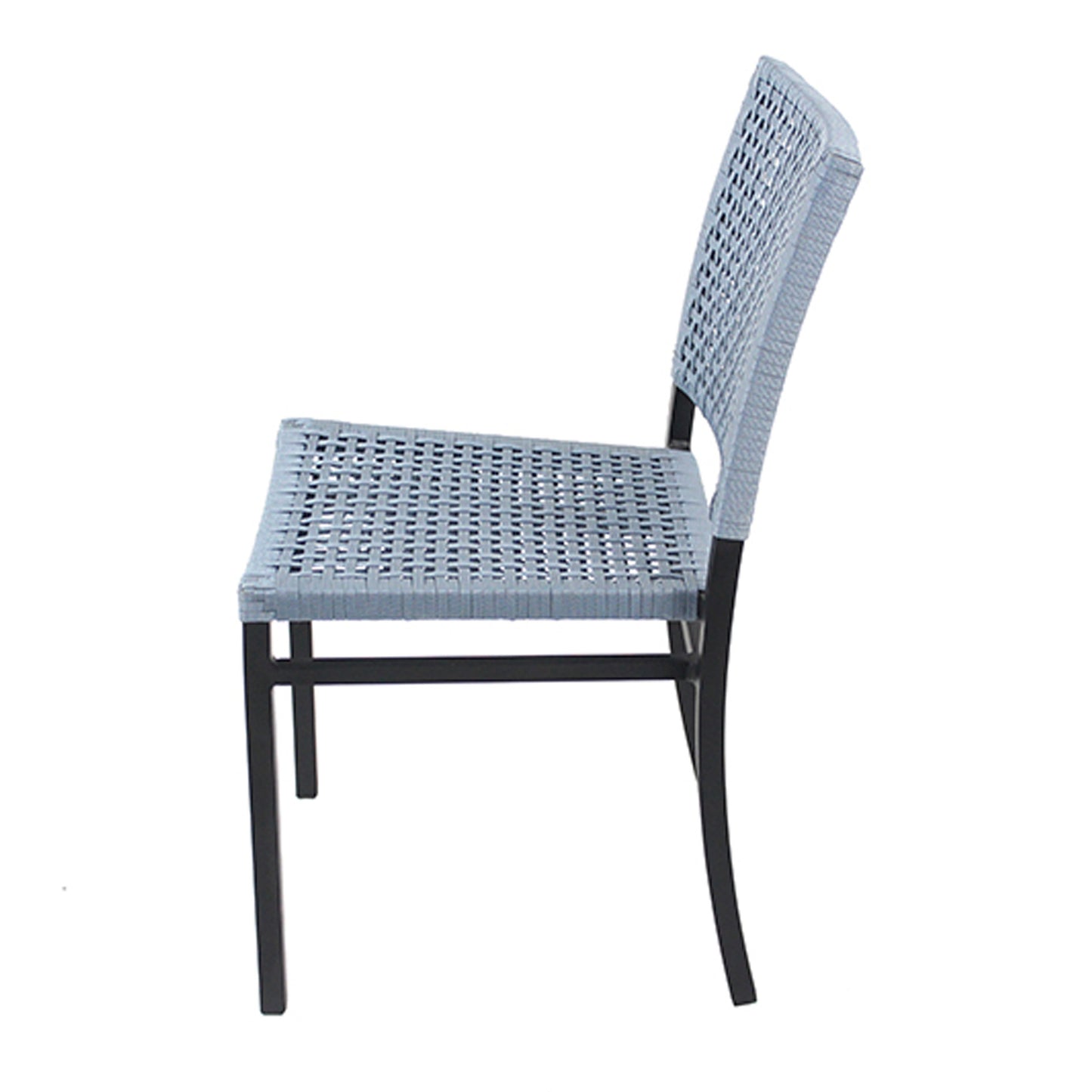 Cadeira Angra Alumínio Cor Preto e Corda Náutica Cor Azul Acinzentado
