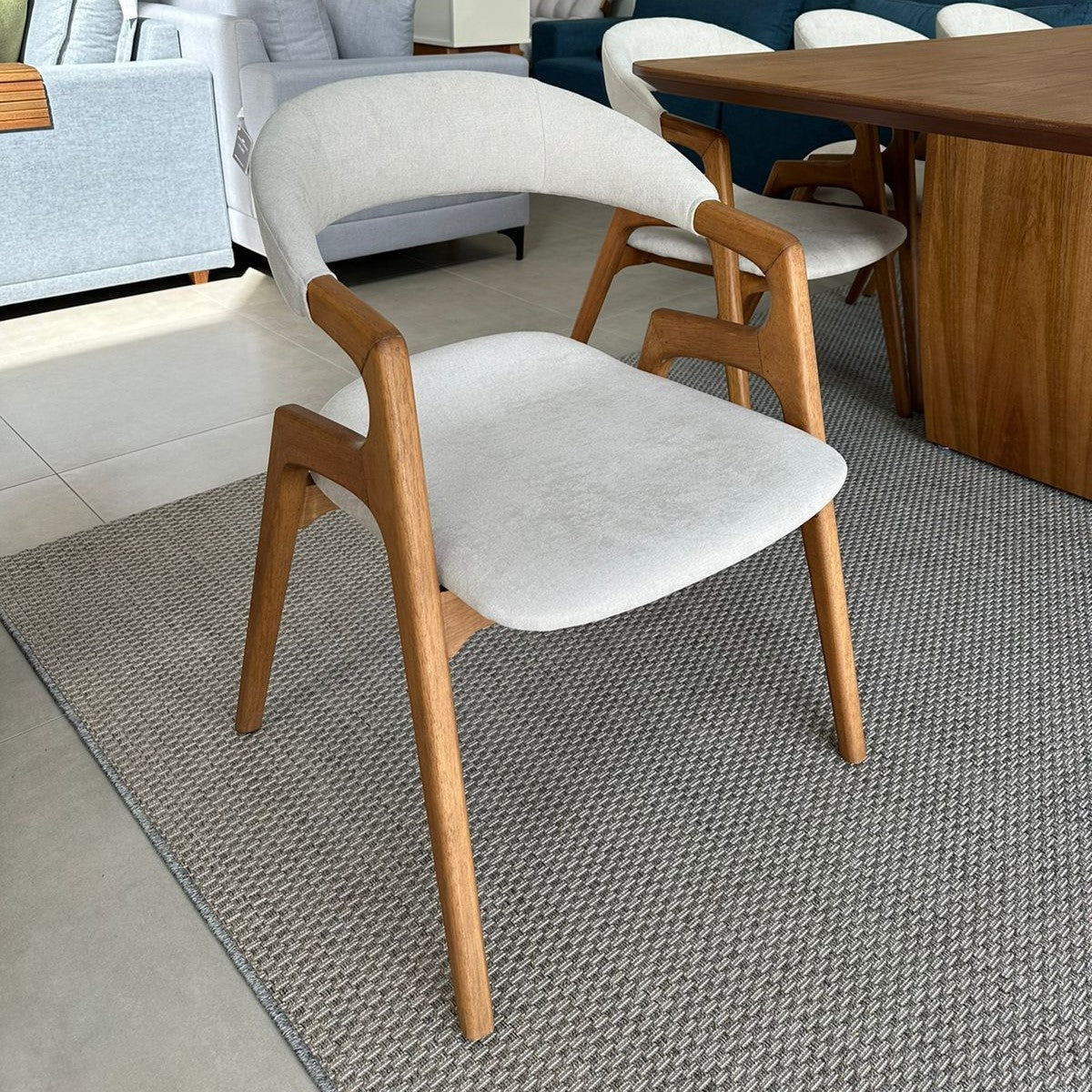 Beluno Chair Brown Wood Upholstered Backrest and Seat Fabric 113