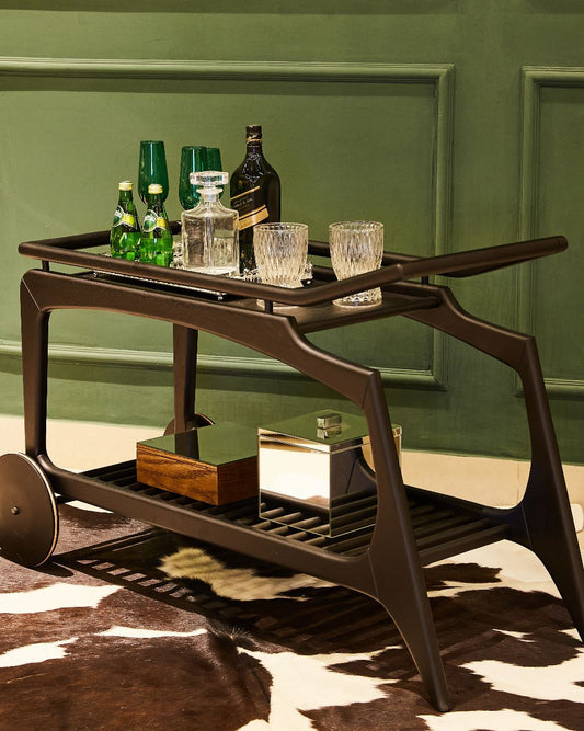Monaco Bar Cart Ebonized Wood