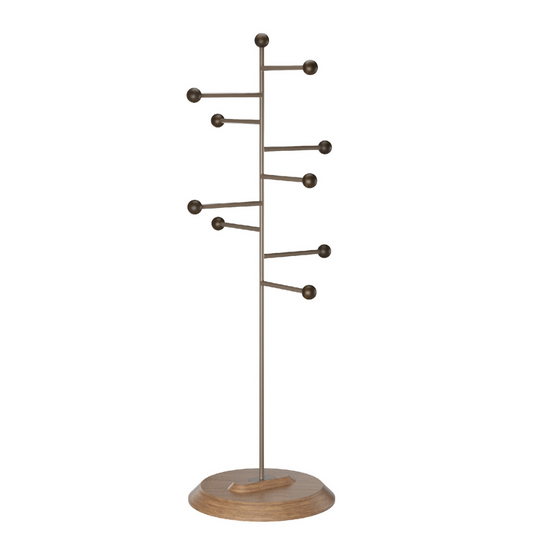Sardenha Side Table in Brown Wood and Lead-Colored Carbon Steel