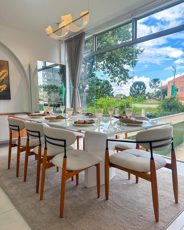 Ambiente 4 com Cadeira Adara com Braço Madeira 60 Metal Preto Assento Estofado Tecido AA40