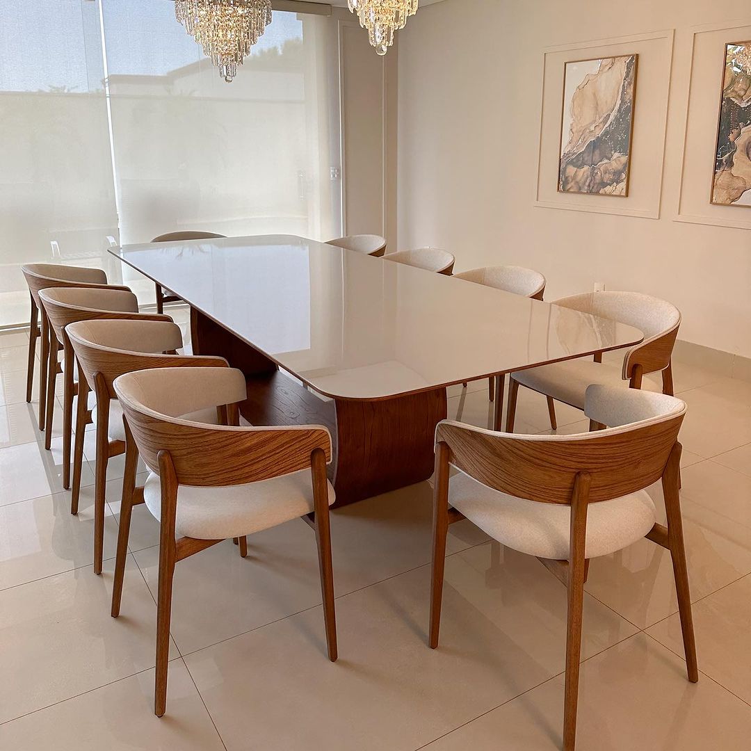 Silla Cristal Respaldo Madera Canela y Asiento Tapizado Tela 94