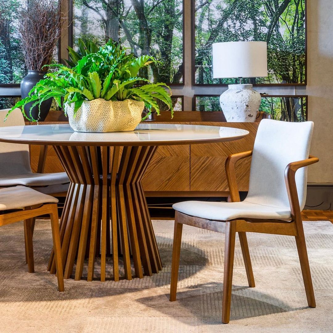 Silla Orleans Respaldo y Asiento Madera Canela Tapizado Tela 153