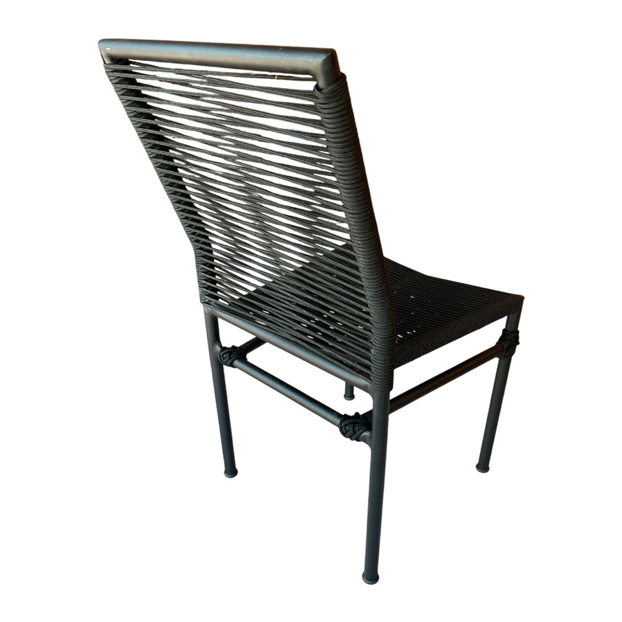 Silla Panama Aluminio Color Champán Cuerda Náutica Color Beige | Toth Móveis