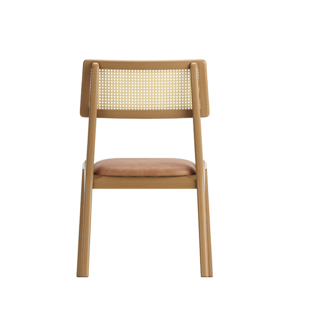 Aspen Chair Cinnamon Wood Straw Backrest and Upholstered Fabric Seat 126